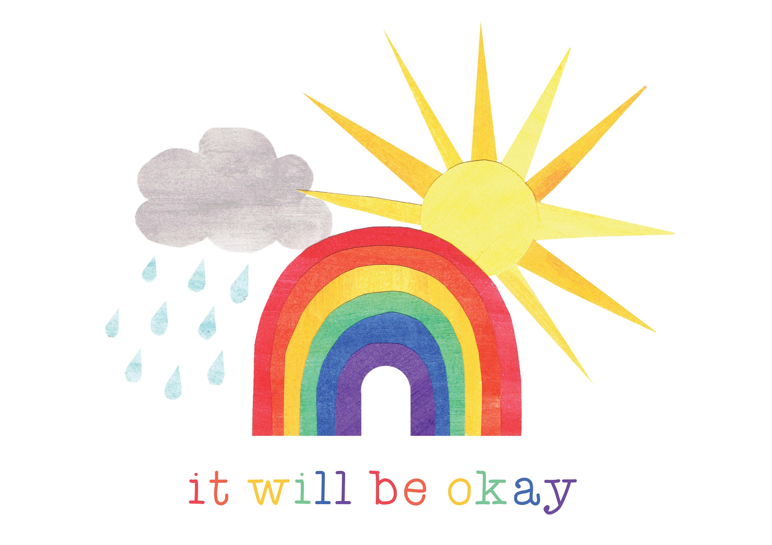 Rainbow Card It will be okay card A6 greetings card | Etsy