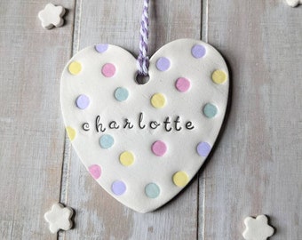 PERSONALISED name plaque PASTEL polkadot bedroom decor LETTERBOX gift