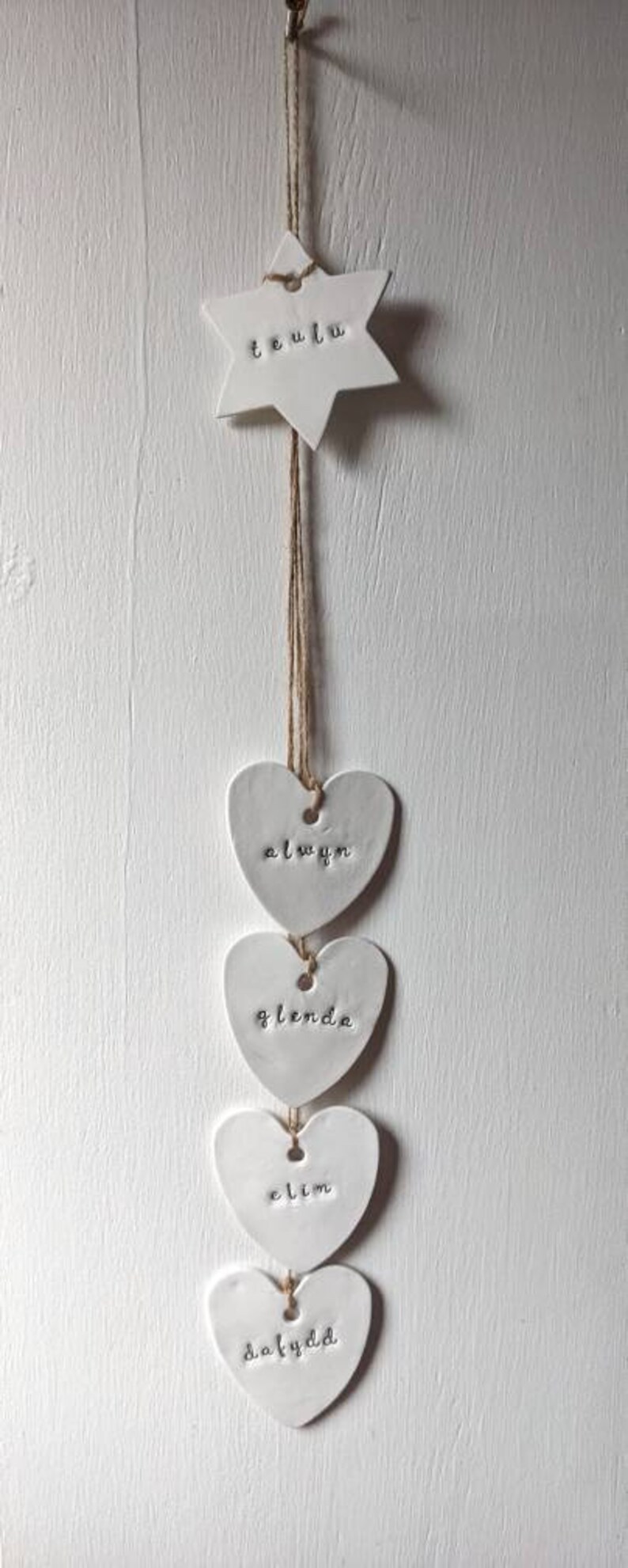 PERSONALISED FAMILY chain hanging ornament plaque, unique GIFT, home decor, rustic, shabby chic, family Christmas present. image 2