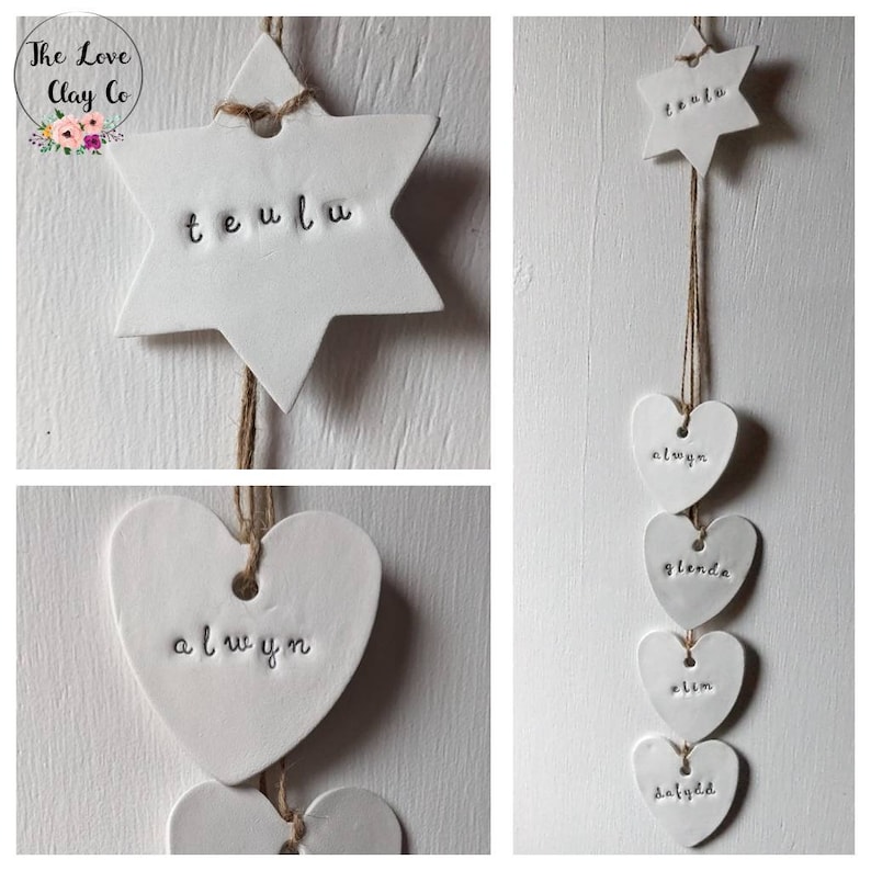 PERSONALISED FAMILY chain hanging ornament plaque, unique GIFT, home decor, rustic, shabby chic, family Christmas present. image 1