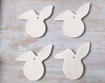 4pk easter bunny blank decorations, paint your own clay decoration