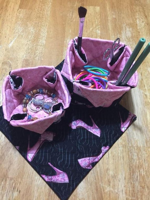 Quilted Vanity Set Desk Organizer Set Office Supplies Etsy