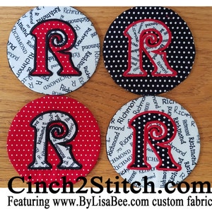 Monogrammed Coasters with recycled CDs 100% In The Hoop Machine Embroidery Design Download 5 x 7 Hoop image 1