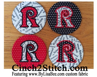 Monogrammed Coasters with recycled CDs - 100% In The Hoop - Machine Embroidery Design Download (5" x 7" Hoop)