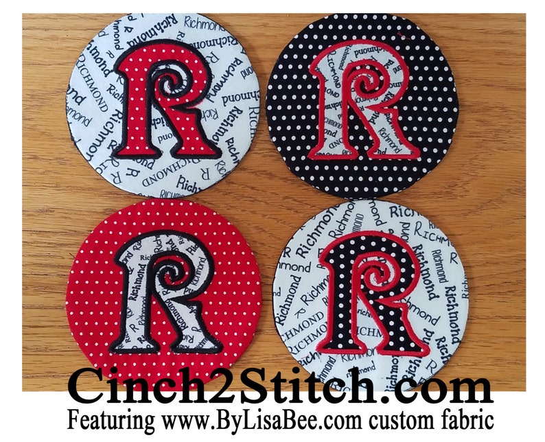 Monogrammed Coasters with recycled CDs 100% In The Hoop Machine Embroidery Design Download 5 x 7 Hoop image 1