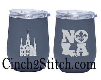 New Orleans St. Louis Cathedral Laser Engraved Insulated Wine or Coffee Tumbler