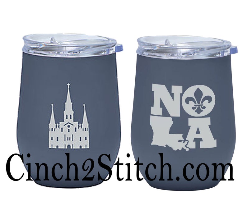 New Orleans St. Louis Cathedral Laser Engraved Insulated Wine or Coffee Tumbler image 1