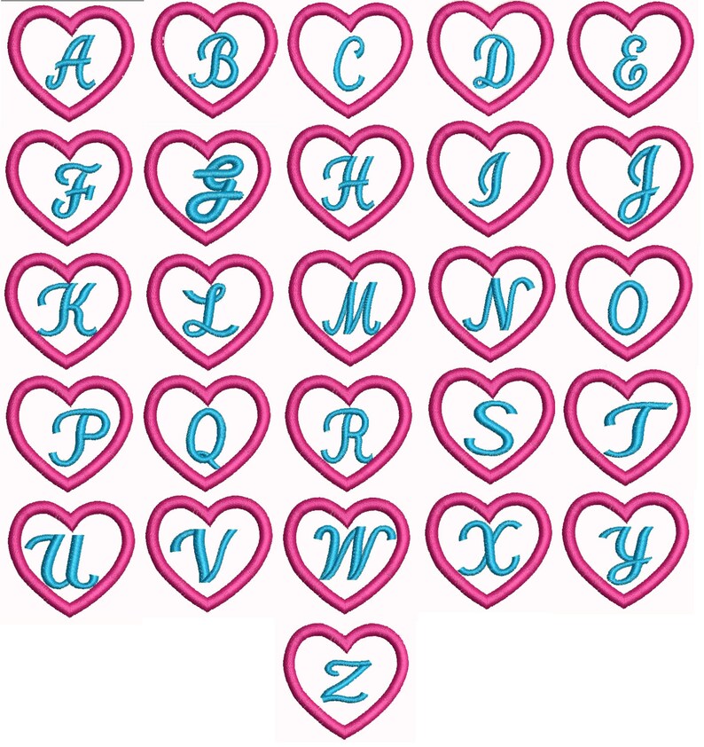 Monogrammed Heart Shoe Tags/Charms In The Hoop Machine Embroidery Design Download image 4