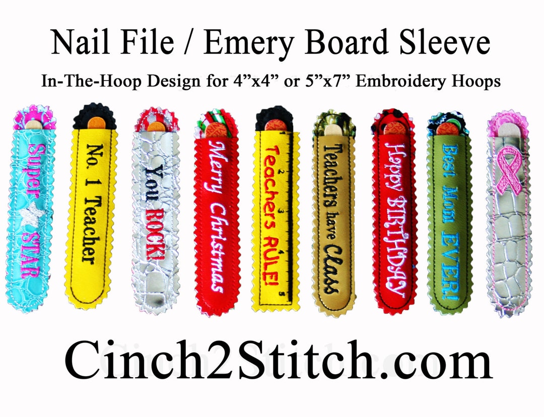 Emery Board / Nail File Sleeve in the Hoop Machine Embroidery Design
