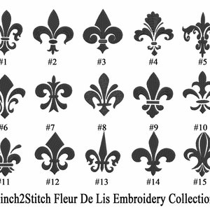 Fleur De Lis Collection -  Machine Embroidery Design Download (4&quot; x 4&quot; hoop)