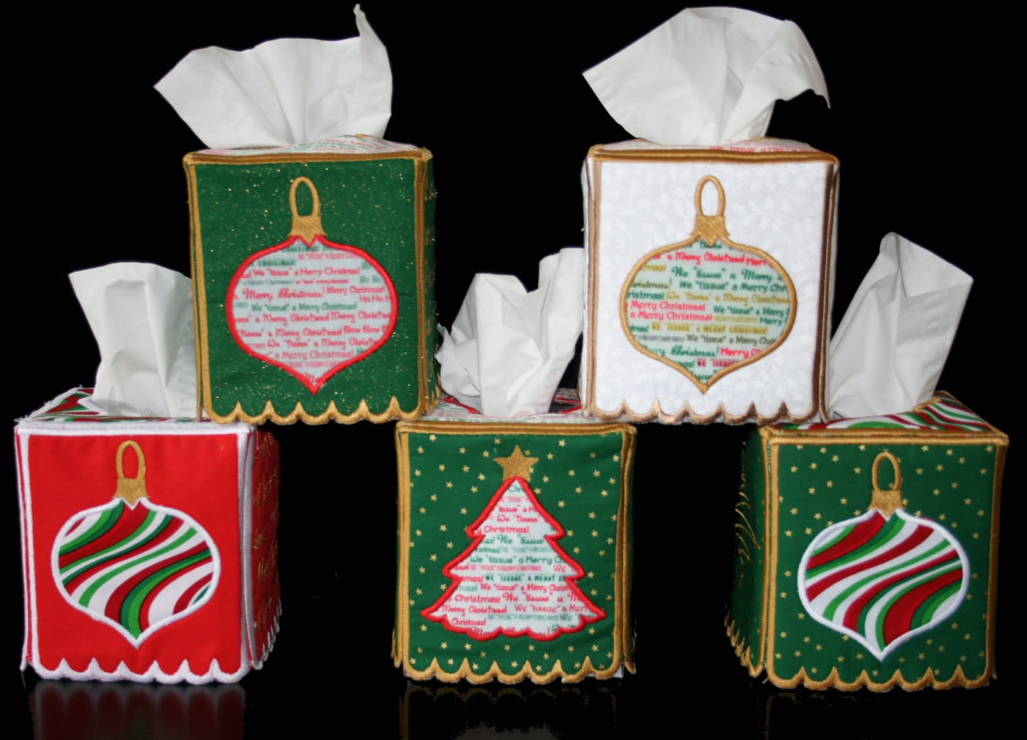 Holiday Tissue Box Cover in the Hoop Machine Embroidery Etsy