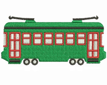 New Orleans Streetcar Machine Embroidery Design Download (3.5" wide)