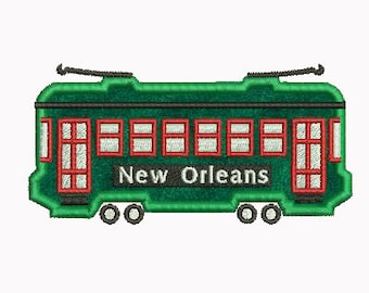 New Orleans Streetcar Applique Machine Embroidery Design Download
