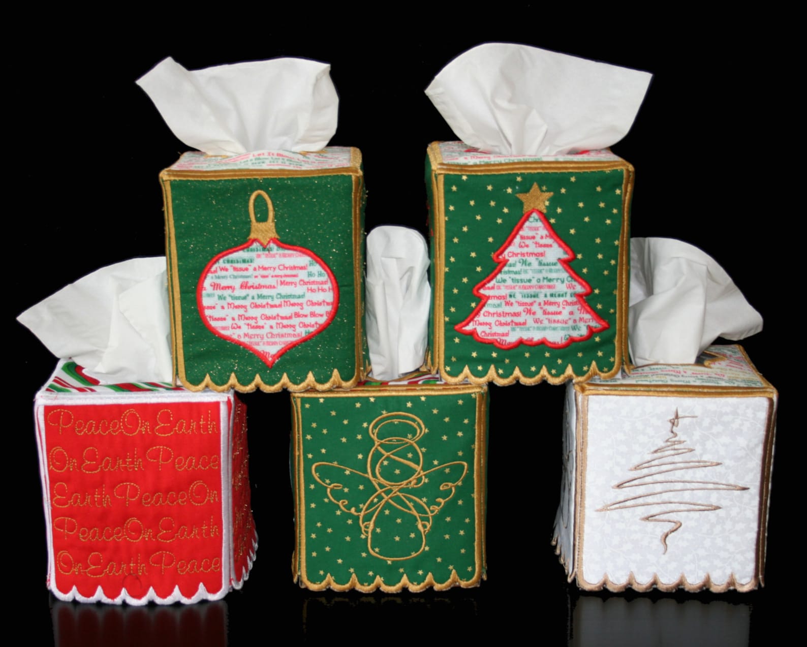 Holiday Tissue Box Cover in the Hoop Machine Embroidery Etsy