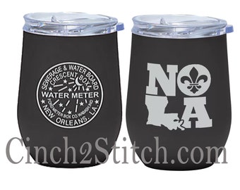 New Orleans Water Meter Laser Engraved Insulated Wine or Coffee Tumbler