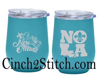 New Orleans Skyline Laser Engraved Insulated Wine or Coffee Tumbler