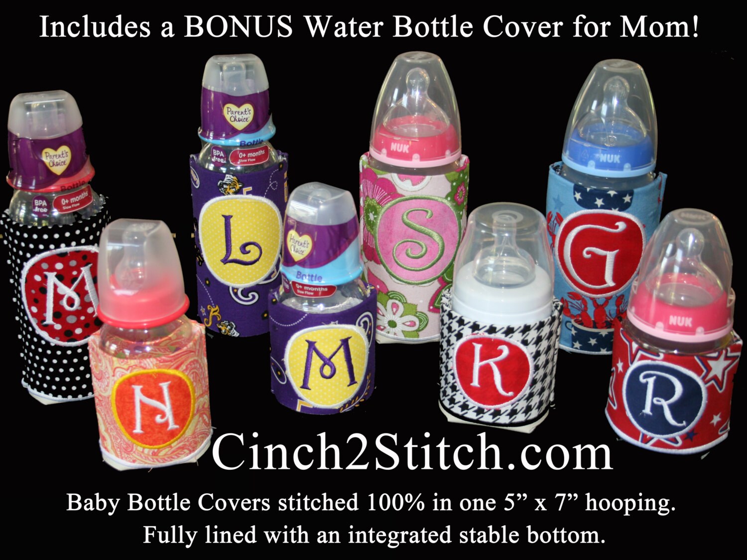 Monogrammed Baby Bottle Covers With BONUS Mom's Water Etsy