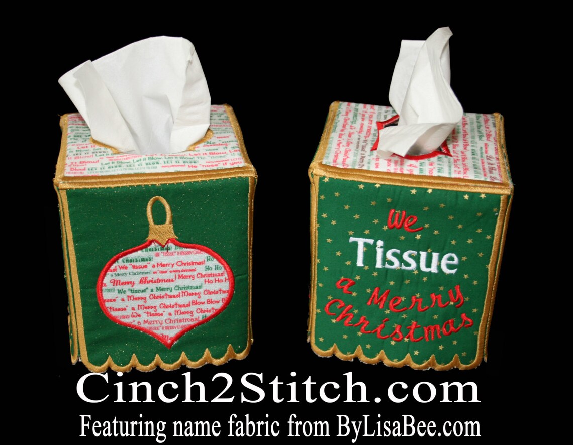 Holiday Tissue Box Cover in the Hoop Machine Embroidery Etsy