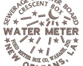 New Orleans Water Meter - Machine Embroidery Design Download (4&quot; x 4&quot; Hoop or larger)