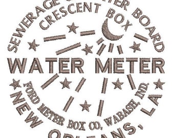 New Orleans Water Meter - Machine Embroidery Design Download (4" x 4" Hoop or larger)