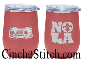 New Orleans Streetcar Laser Engraved Insulated Wine or Coffee Tumbler