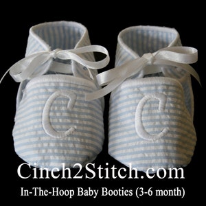 Monogrammed Baby Shoes/Booties - In The Hoop - Machine Embroidery Design Download - (3-6 month size)
