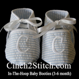 Monogrammed Baby Shoes/Booties - In The Hoop - Machine Embroidery Design Download - (3-6 month size)