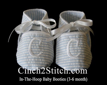 Monogrammed Baby Shoes/Booties - In The Hoop - Machine Embroidery Design Download - (3-6 month size)