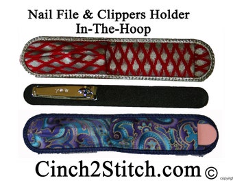 Salon Nail File & Clippers Holder - In The Hoop - Machine Embroidery Design Download (5x7 Hoop)