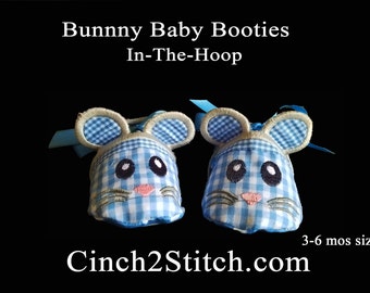 Mouse Baby Shoes - In The Hoop - Machine Embroidery Design Download - (3-6 month size)