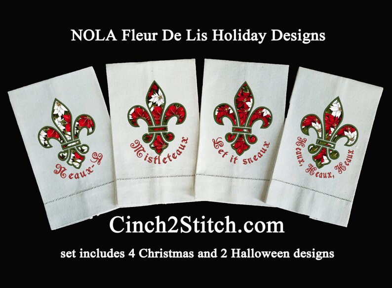 Fleur De Lis New Orleans Applique Machine Embroidery Design Download 5 x 7 hoop NOLA Holiday Gifts image 2