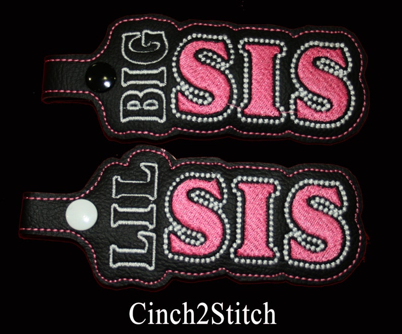 Greek Letter Sorority Snap Tabs / Key Fobs In The Hoop Machine Embroidery Design Download 5x7 Hoop image 2