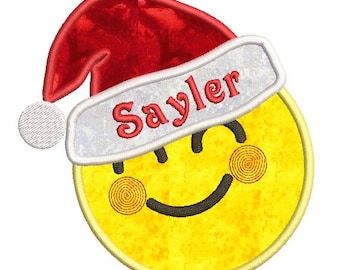 Santa Emoji Applique - In The Hoop - Machine Embroidery Design Download (5"x7" Hoop)