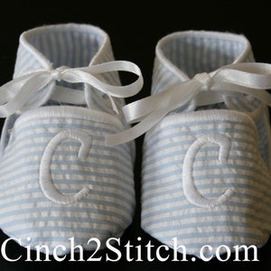 Monogrammed Baby Shoes/Booties In The Hoop Machine Embroidery Design Download 0-3 month size image 3
