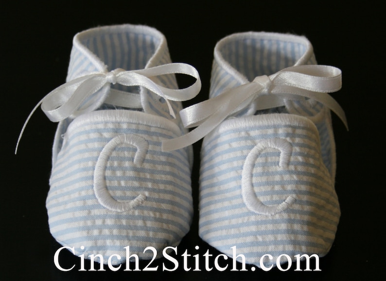 Monogrammed Baby Shoes/Booties In The Hoop Machine Embroidery Design Download 0-3 month size image 3