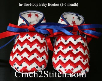 Chevron Baby Shoes/Booties - In The Hoop - Machine Embroidery Design Download (3-6 month size)