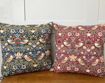 William Morris- Strawberry Thief/ Willow Bough/ Brother / GoldenLily/ Eyebright/ Fabric 12” 14” 16” 18”  Cushion Covers / Reversible