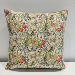 William Morris Golden Lily & Green Velvet Fabric 16” Cushion Cover / Rectangle / Room Decor / Gifts