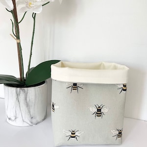 Sophie Allport / Fabric Storage Baskets /Storage Tubs/ Handmade Baskets/ 3 sizes available /Bees/Hares/Sheep/Stags/Elephant/Hearts/Woof/Pugs