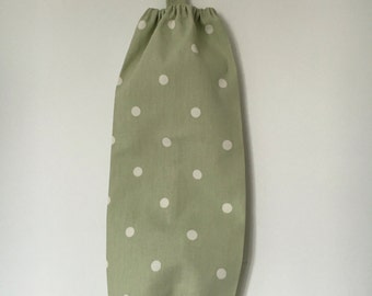 Shabby Chic Carrier Bag Holder - Clarke & Clarke Fabric - "Spotty Sage Green"