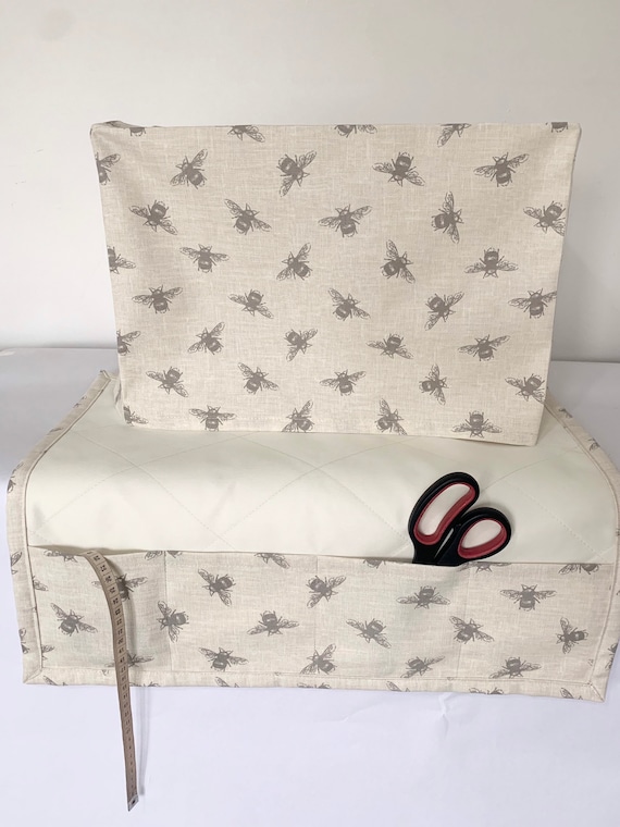 Sewing Machine Cover/dust Cover and Matching Mat/table Protector /  Organiser Mat / Handmade / Fryetts Natural Bee Fabric 