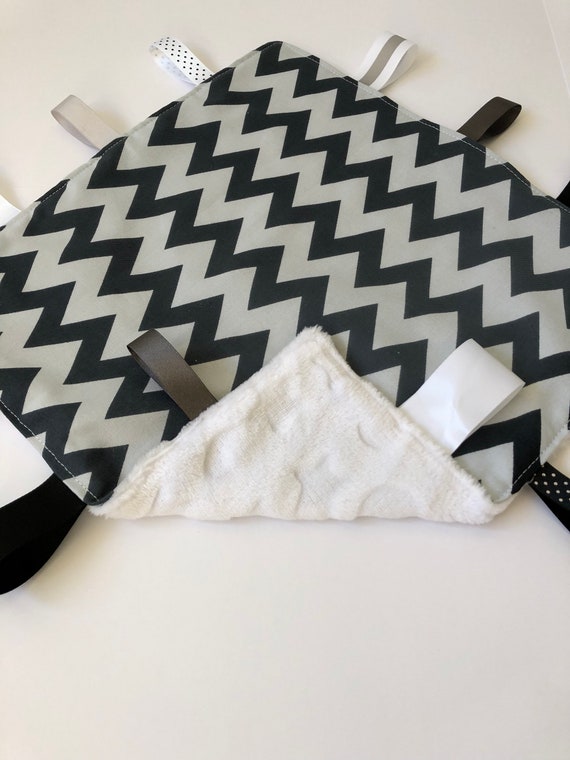 Grey White Chevron Fabric Blankie Tag Comfort Blanket Etsy