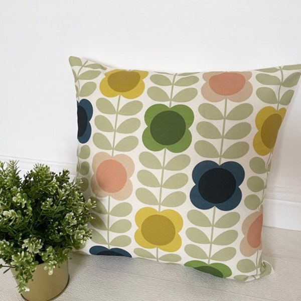 Scandinavian Fabric / Flowers / Olive /  Reversible cushion covers/ 16" Cushion Cover /Gifts