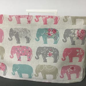 Clarke & Clarke Fabric - Elephant Pastel Colours Sewing Machine Cover/Dust Cover