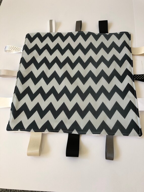 Grey White Chevron Fabric Blankie Tag Comfort Blanket Etsy