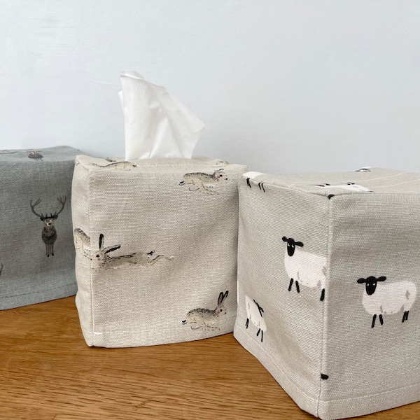 Sophie Allport Fabric / Tissue Box Cover / Home Decor - Choice of fabrics / Tissue Box Covers / Hares / Sheep / Stags