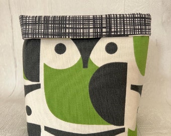 Owl Fabric / Gunmetal Fabric/ Storage Basket / Storage Tubs/ Handmade Organiser Basket / Storage / Gifts / 4 sizes available