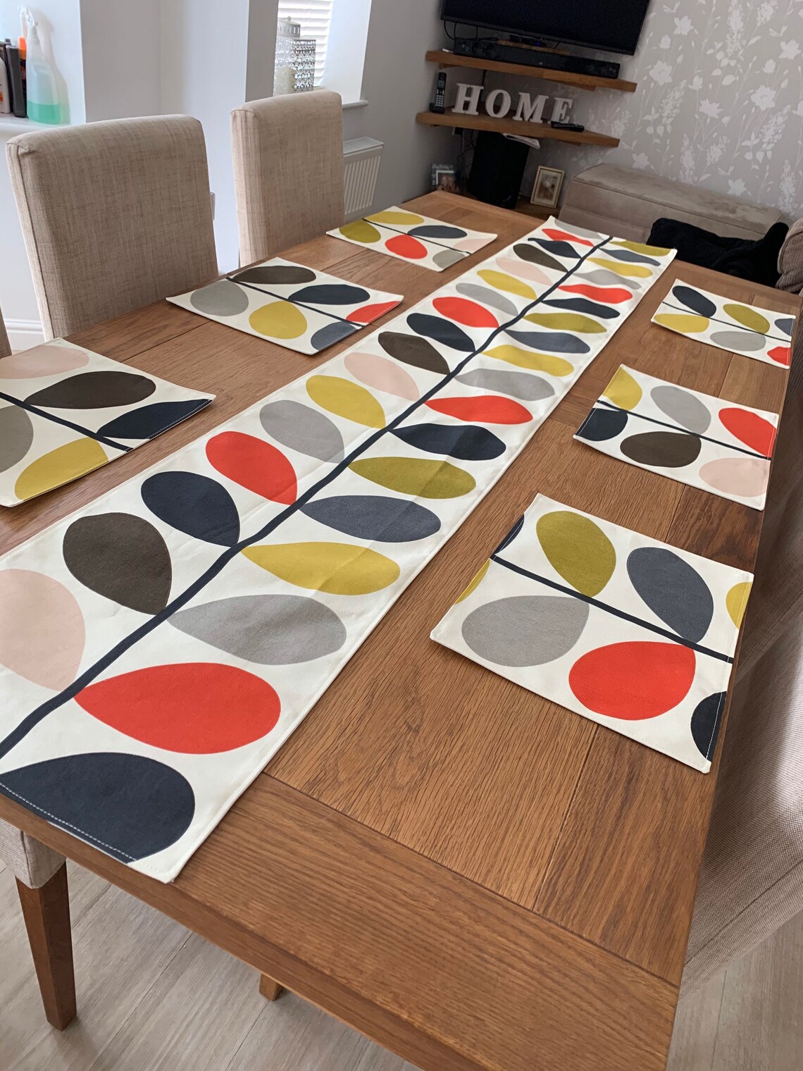 Orla Kiely Fabric Table Runner Scandinavian Style Multi Stem Etsy