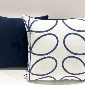 Scandinavian Style l Fabric /  Navy Stem / Navy Velvet / 16"  Cushion Cover / Reversible/ Gifts