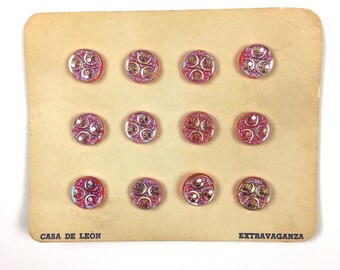 REDS Lot of 10 Cards Vintage Sewing Buttons on Original Cards